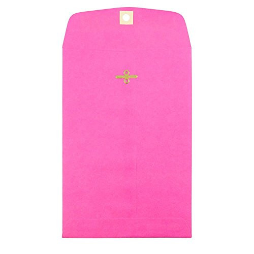 JAM PAPER 6 x 9 Open End Catalog Colored Envelopes with Clasp Closure  Ultra Fuchsia Hot Pink  50Pack