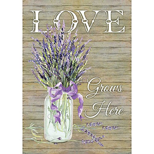 Love Grows Here Florals Rustic Lavender 13 x 18 Rectangular Small Garden Flag
