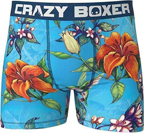 Crazy Boxer Ultra Comfortable Boxer Briefs Tropical Hummingbirds Small Blue