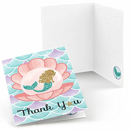 Big Dot of Happiness Lets Be Mermaids  Baby Shower or Birthday Party Thank You Cards 8 Count