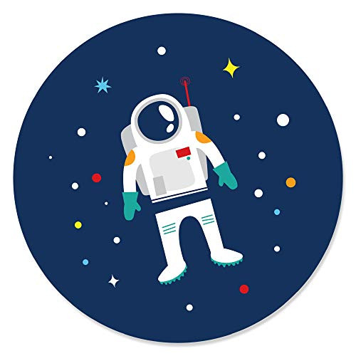 Blast Off to Outer Space  Rocket Ship Baby Shower or Birthday Party Circle Sticker Labels  24 Count