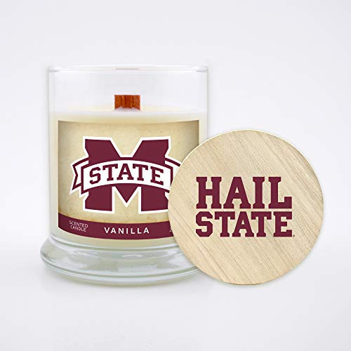 Worthy Promo NCAA Mississippi State Bulldogs 8 oz Vanilla Scented Soy Wax Candle Wood Wick and Lid Worthy Promo NCAA Mississippi State Bulldogs 8 oz Vanilla Scented Soy Wax Candle Wood Wick and Lid