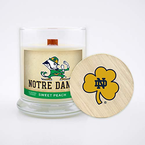 Worthy Promo NCAA Scented Candle 8 Oz Soy Wax Wood Wick and Lid Notre Dame Fighting Irish Sweet Peach Worthy Promo NCAA Scented Candle 8 Oz Soy Wax Wood Wick and Lid Notre Dame Fighting Irish Sweet Peach