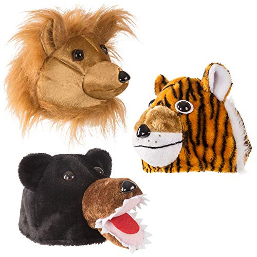 Tigerdoe Zoo Animal Hats  Safari Themed Party  Animal Costumes  Lion Tiger Bear Hats  3 Pc Set