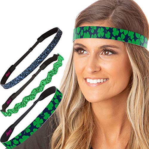 Hipsy Irish Green Headband St Patricks Day Accessories Clover Headband Gift Packs Green  Navy Clover 3pk