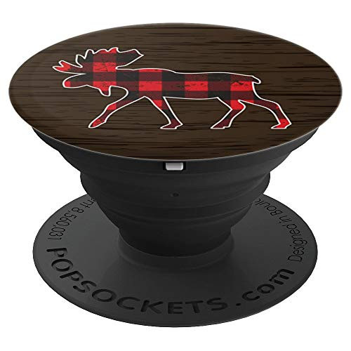 Lumberjack Moose Woodgrain PopSockets Grip and Stand for Phones and Tablets