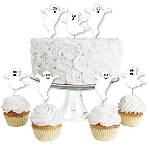 Big Dot of Happiness Spooky Ghost  Dessert Cupcake Toppers  Halloween Party Clear Treat Picks  Set of 24