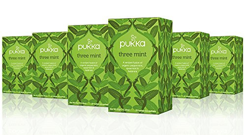 Pukka Three Mint Organic Herbal Tea with Peppermint Spearmint  Fieldmint 6 Pack 120 Tea bags