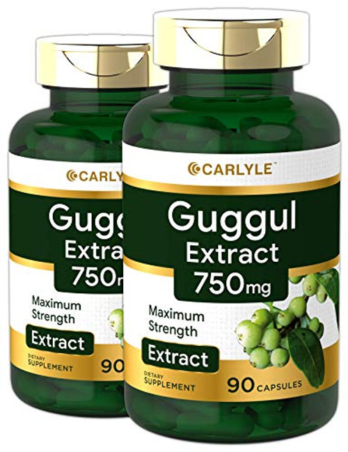 Carlyle Guggul Extract 750 mg Guggulsterone 180 Capsules Supports Healthy Cholesterol Levels NonGMO and Gluten Free Supplement 2 pack Carlyle Guggul Extract 750 mg Guggulsterone 180 Capsules Supports Healthy Cholesterol Levels NonGMO and Gluten Free Supplement 2 pack