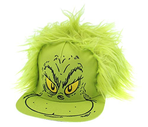 Dr Seuss Hat Grinch Fur Hair Costume Snapback Cap Green