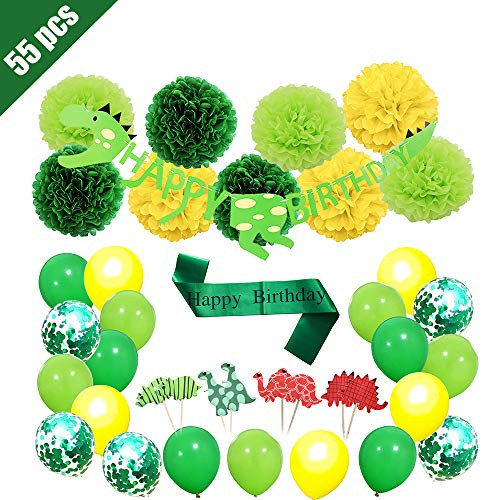 Lehoo Castle Dinosaur Party Supplies, 55 Piece Birthday Decoration for Boy, Dino Party Decorations for Kids Boys, Dinosaur Balloons, Happy Birthday Banner, Dinosaur Cake Topper, Pom Poms Flowers Lehoo Castle Dinosaur Party Supplies, 55 Piece Birthday Decoration for Boy, Dino Party Decorations for Kids Boys, Dinosaur Balloons, Happy Birthday Banner, Dinosaur Cake Topper, Pom Poms Flowers