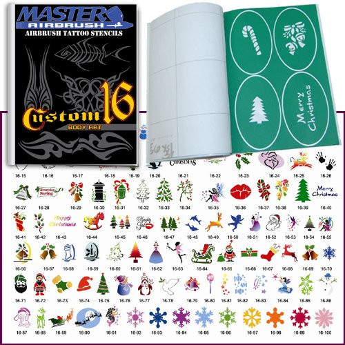 Master Airbrush® Brand Airbrush Tattoo Stencils Set Book #16 Reuseable Tattoo Template Set Book Contains 102 Unique Stencil Designs All Patterns Come on High Quality Vinyl Sheets with a Self Adhesive Backing