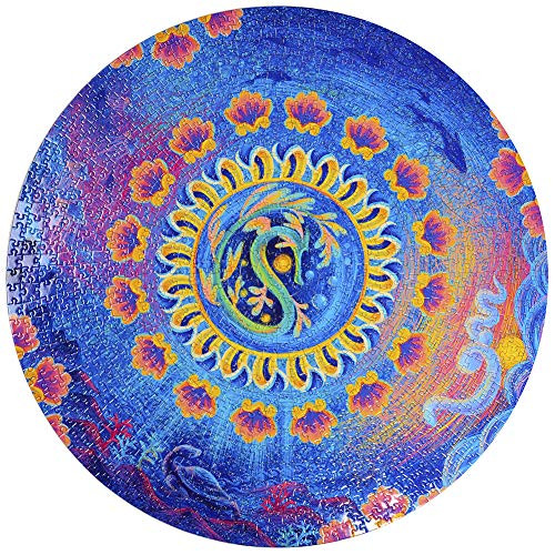 Bgraamiens Puzzle-Ocean Legend-1000 Pieces Round Puzzle Color Challenge Jigsaw Puzzles for Adults and Kids