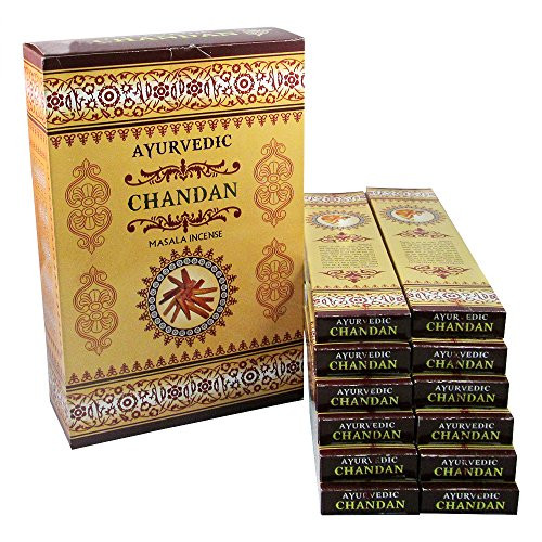 Ayurvedic Chandan Masala Incense Sticks Pack of 12 Boxes 15gms Each Fine Quality Incense Sticks - Helps in Spirituality, Healing, Astral Projection to Heal & Protect