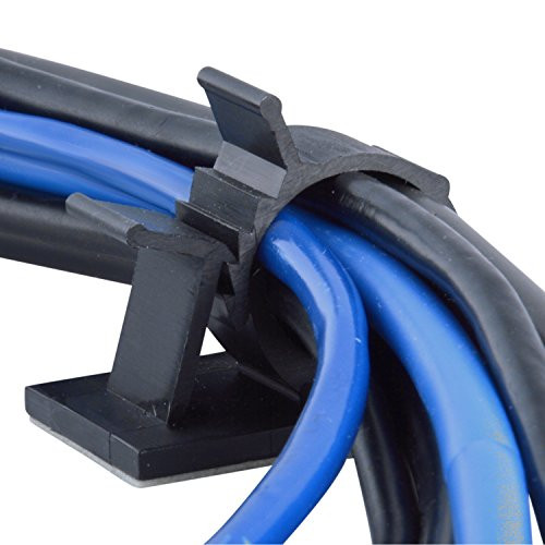 JacobsParts V1 Adhesive Cable Management Clips 085 Inch Adjustable Clamp Black 25 Pack