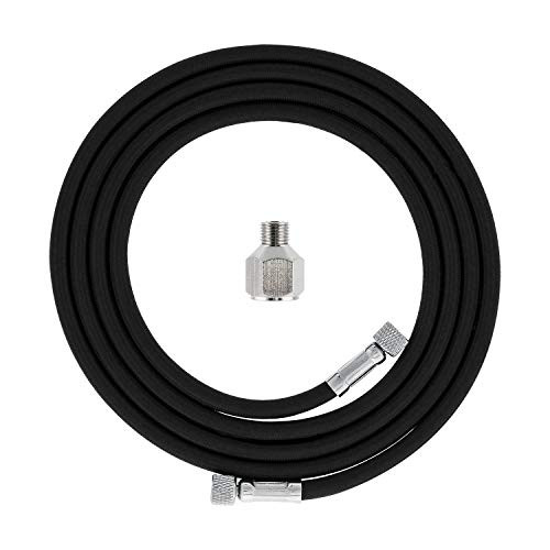Master Airbrush Premium 6 Foot Nylon Braided Airbrush Hose with 18 BSP Size Fittings Plus a 14 BSP Female to 18 BSP Male Fitting Conversion Adapter