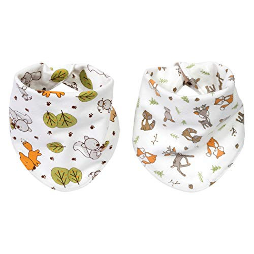 Trend Lab Forest Bunch 2 Piece Reversible Flannel Bandana Bib Set