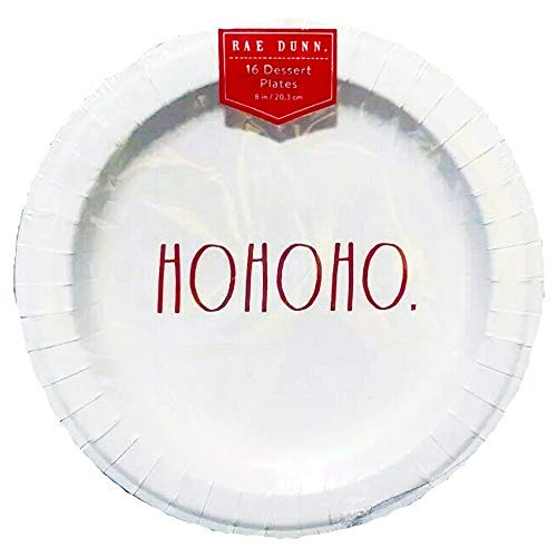 Rae Dunn Ho Ho Ho Paper Dessert Plates White With Red Letters 16 Pieces 8 Inch