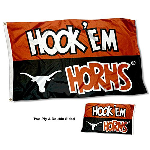 College Flags  Banners Co Texas Longhorns Hook Em Horns Double Sided Flag