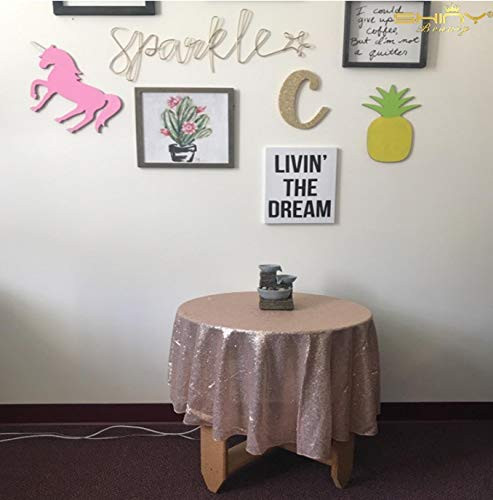 ShinyBeauty Sequin Tablecloth-Champagne-48Inch Round Sparkle Tablecloth,Glitter Table Cloth,Sequin Wedding Tablecloth