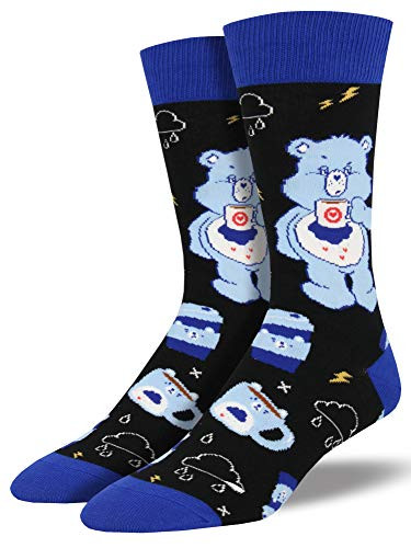 Socksmith Mens More Coffee Less Grumpy Care Bears Novelty Socks Black