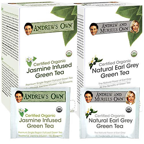 Andrew Lessman Tea  Variety Pack  Jasmine Infused Green Tea  Earl Grey Green Tea 30 Sachets Each  Certified Organic Refreshing UltraMild Flavor Rich in Healthy EGCG No Bitter Aftertaste