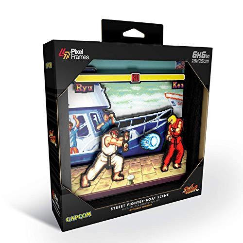 Pixel Frames Capcom Street Fighter  Boat Scene 6x6 Shadow Box Art Small PFCP101