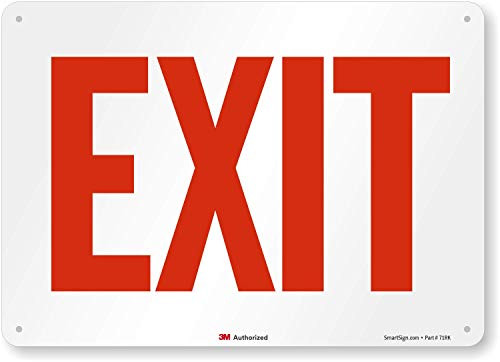 SmartSign 3M Engineer Grade Reflective Sign Legend Exit 10 high x 14 wide Red on White SmartSign 3M Engineer Grade Reflective Sign Legend Exit 10 high x 14 wide Red on White