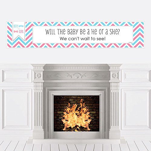 Big Dot of Happiness Chevron Gender Reveal  Baby Shower Decorations Party Banner
