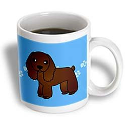 3dRose Cute Chocolate Cocker Spaniel Blue with Pawprints Ceramic Mug 11Ounce