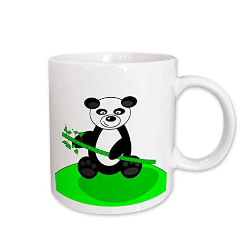 3dRose Happy Panda Bear with Bamboo Ceramic Mug 15Ounce