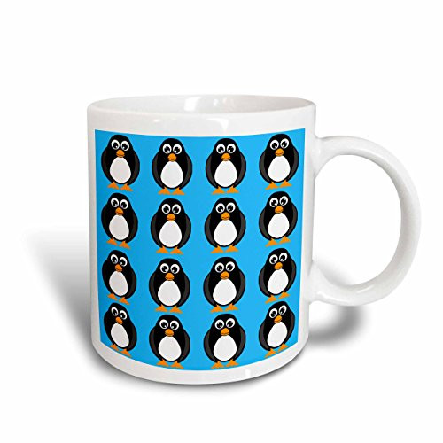3dRose Cute Penguin Blue Print Ceramic Mug 15Ounce