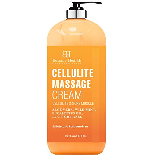 BOTANIC HEARTH Cellulite Massage Cream  87 Organic Ingredients  Tones and Firms Skin  Soothes Sore Muscles and Joint Pain Sulfate and Paraben Free 16 fl oz