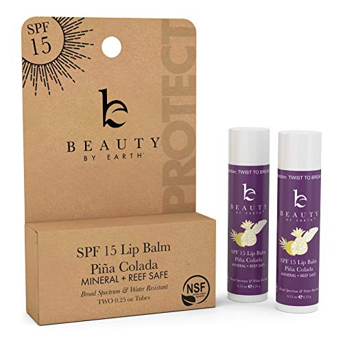 SPF Lip Balm Pack  SPF 15 Reef Safe Water Resistant Lip Sunscreen Made with Organic Ingredients Lip Balm with SPF Lip Balm With Sunscreen Chapstick Lip Balm for Men Women  Children  Pina Colada