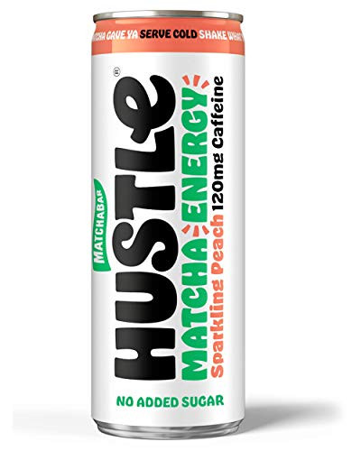 MatchaBar Hustle Sparkling Matcha Energy Drink Peach 12oz Pack of 12
