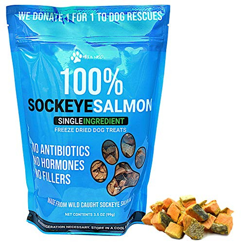 Max and Neo Freeze Dried Wild Caught Sockeye Salmon Dog Treats  Single Ingredient Wild Caught Pacific Northwest Sockeye Salmon Human Grade  We Donate 1 for 1 to Dog Rescues for Every Product Sold