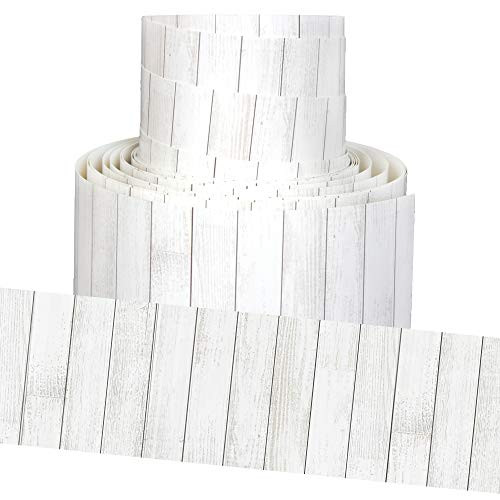 Youngever 525 ft Bulletin Board Borders for Classroom Decoration White Wood Style Straight Border Trim