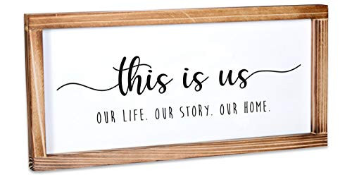 This Is Us Sign  Rustic Farmhouse Decor For The Home Sign  Wall Decorations For Living Room Modern Farmhouse Wall Decor Rustic Home Decor Cute Room Decor With Solid Wood Frame  8x17 Inch