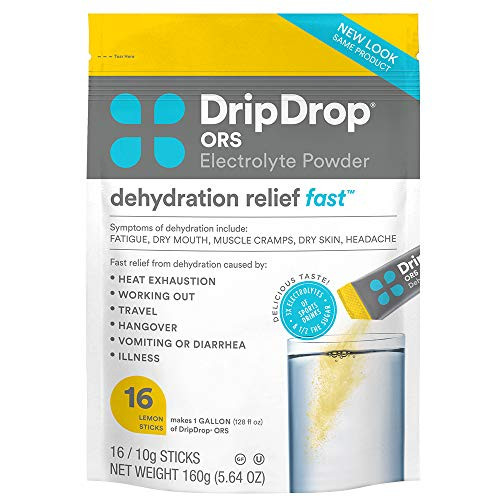 DripDrop ORS Electrolyte Hydration Powder Sticks Lemon 21g Sticks 16 Count