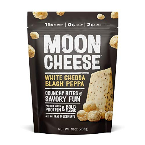 Moon Cheese White Chedda Black Peppa 100 Cheddar Cheese Snacks Crunchy Keto Food Low Carb High Protein 10 oz 1 Pack
