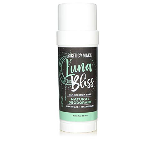 Rustic MAKA Natural Deodorant Luna Bliss Aluminum Free Paraben Free No Baking Soda Deodorant for Women Activated Charcoal  Magnesium Vegan CrueltyFree