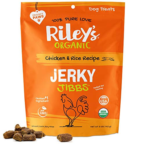 Rileys Organic Dog Training Treats  Chicken Dog Jerky Treats Chicken  Rice Bite Sized Soft Jerky Treats for Dogs  Great for Small  Large Breeds  Jibbs  5 oz