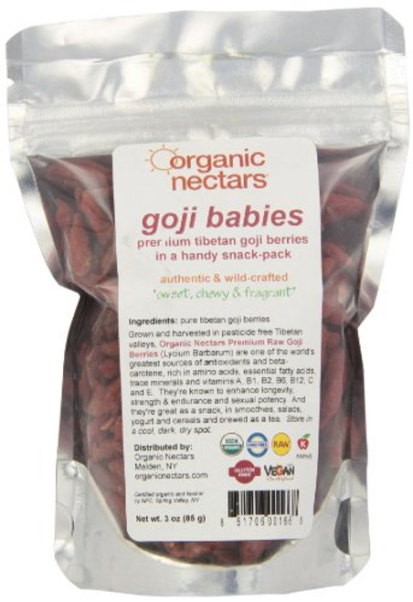 Organic Nectars Premium Raw Unsweetened Tibetan Goji Berries Goji Babies 3 Ounce Pouches Organic Nectars Premium Raw Unsweetened Tibetan Goji Berries Goji Babies 3 Ounce Pouches