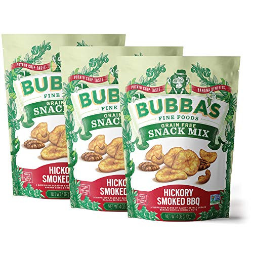 Bubbas Fine Foods Paleo Snack Mix  Hickory Smoked BBQ 4oz Pack of 3  Savory BBQ Banana Nut Mix