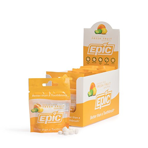 Epic Dental 100 Xylitol Sweetened Breath Mints Fresh Fruit Flavor 40 Count Pack of 10 Pouches Epic Dental 100 Xylitol Sweetened Breath Mints Fresh Fruit Flavor 40 Count Pack of 10 Pouches