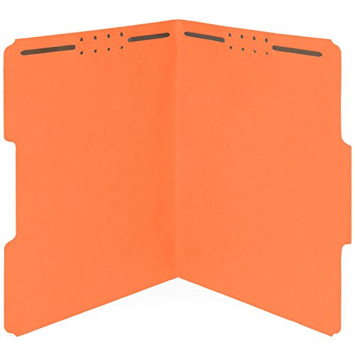 50 Orange Fastener File Folders  13 Cut Reinforced Assorted Tab  Durable 2 Prongs Designed to Organize Standard Medical Files Law Client Files Office Reports  Letter Size Orange 50 Pack