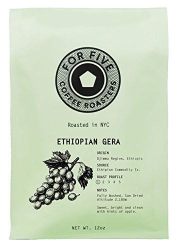 For Five Coffee Roasters Ethiopian Gera Light Roast (Origin: Djimma Region, Ethiopa) 12 oz (Ground)