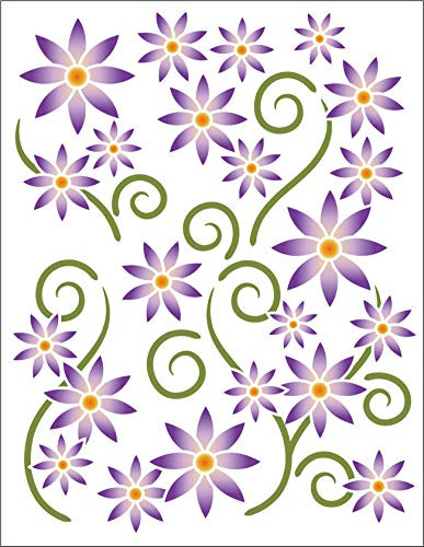 Urban Elementz Tattoo Elementz Decal Asters Violet Printed On Clear
