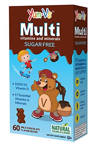 YumVs Sugar Free MultiVitamin Chewables for Kids Milk Chocolate Flavor 60 Ct Daily Dietary Supplement with Essential Vitamins  Minerals Kosher Halal Gluten Free