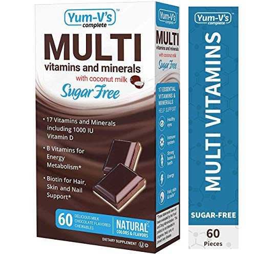 YumVs Complete SugarFree MultiVitamin Chewables w Coconut Milk Milk Chocolate Flavor 60 Ct Daily Dietary Supplement with Essential Vitamins  Minerals KosherHalal GlutenFree